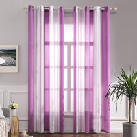 1 x RAW Customer Returns MIULEE Curtains Striped Transparent with Eyelets Voile Curtains Living Room Modern Set of 2 Bedroom Curtain Transparent with Purple White Striped Pattern Curtain Semi-Transparent Stripes 140 x 225 cm - RRP €26.21