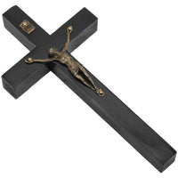 1 x RAW Customer Returns Garneck Christian Wood Wall Cross Art Craft Hanging Zinc Alloy Jesus Christian Cross Gift Wall Decoration for Home Black  - RRP €20.4