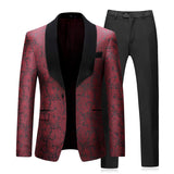 1 x RAW Customer Returns Men s Suit 2 Piece Slim Fit Dinner Suits Black Red Formal Tuxedo Jacket - RRP €82.68