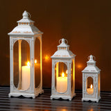 1 x RAW Customer Returns TRIROCKS Set of 3 Vintage Candle Lanterns 26 35 50cm H Decorative Outdoor Lantern Metal Candle Holder for Home Living Room Garden Yard Parties Indoor and Outdoor Events White  - RRP €98.35