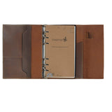 1 x RAW Customer Returns WANDERINGS Small Leather Notebook with Binder - Personal Size 6 Ring Binder Planner - Comfortable handmade genuine leather cover with mixed loose sheets. Filofax compatible. Only 17cm x 9.5cm - RRP €34.24