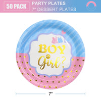 1 x Brand New AHPYEUHK Paper Plates Pack of 50 Party Plates 7 Party Tableware Set Children s Birthday Disposable Tableware Perfect for Parties and Celebrations Pink Blue  - RRP €9.99