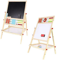 1 x RAW Customer Returns Brigamo 2in1 standing board drawing board magnetic board, board for children with clock, abacus and storage - RRP €32.22