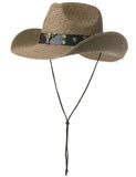 1 x Brand New Comhats Cowboy Hats Men s Western Hat Straw Hat Wide Brim with Chin Strap Unisex 93554-Beige M - RRP €29.22