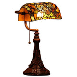 1 x RAW Customer Returns Bieye L30308 Dragonfly Tiffany Style Stained Glass Banker Table Lamp with 25 cm Wide Lampshade for Reading and Working, 44 cm Tall - RRP €151.25