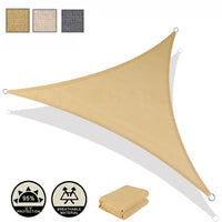 1 x RAW Customer Returns AXT SHADE Triangular Shade Sail Awning 4x4x5.65m UV Ray Protection and Breathable HDPE for Outdoor Terrace Patio Garden-Sand - RRP €42.99