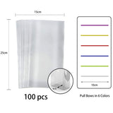 1 x RAW Customer Returns laeeyin 100 pieces transparent cellophane bags large 25 x 15 cm candy gift bag with 100 colorful ties suitable clear bags for candy chocolate bread - RRP €7.04