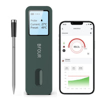 1 x RAW Customer Returns BFOUR grill thermometer meat thermometer wireless, Bluetooth meat thermometer, large display, smart app control, roasting thermometer for grill, oven, smoker, deep fryer - RRP €40.33