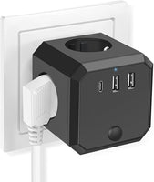 1 x RAW Customer Returns Socket cube without cable, multiple socket with USB C, 4 socket with switch, 4 Schuko sockets, 2 USB A and 1 type C 5V 3.4A , 250V 4000W, for office, home 3U wall insert Rubik s cube - RRP €21.42