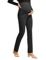 1 x RAW Customer Returns Maacie Elastic Maternity Pregnancy Pants Casual Work Pants with Pocket Black in Straight XXL - RRP €29.22