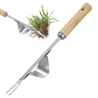 1 x RAW Customer Returns Zocipro stainless steel weeder, hand weeder for the garden, hand weeder, weed fork with wooden handle, manual weeder for digging, weeding, loosening, gift for gardeners - RRP €9.99