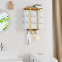 1 x RAW Customer Returns BETHOM Towel Rack Wall, Towel Holder Wall for Bathroom Guest Toilet, 50cm Towel Shelf Bathroom, Gold - RRP €36.29