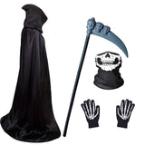 2 x RAW Customer Returns YYST Halloween costume, Halloween cape, Grim Reaper costume, black cape with hood for cosplay, Halloween decoration, carnival theme party C  - RRP €36.32