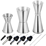 3 x RAW Customer Returns RUIJIE 3 Pieces Double Stainless Steel Cocktail Measuring Cup 15ml,30ml,50ml,70ml Cocktail Measuring Cup with 4 Cocktail Pourer Cap and 2 Cleaning Brush for Bar, Wine, Drinks Bartender - RRP €39.54