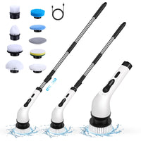 1 x RAW Customer Returns Electric Cleaning Brush 350RPM Electric Spin Scrubber Electric Cleaning Brush with Extended Adjustable Telescopic Pole, with 3 Heads for Tile, Bathroom, Toilet D  - RRP €29.5