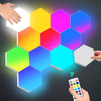 1 x RAW Customer Returns Hexagonal Smart Panel with Touch Remote Control, with Neon RGB LED Night Light, DIY Geometry Splicing Panel for Bedroom Living Room Party, 6 Pack - RRP €50.39