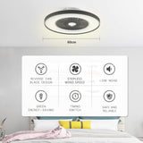 1 x RAW Customer Returns BKZO modern smart LED ceiling light with fan 60cm, ceiling fan with lamp, infinitely variable ventilation speeds, effortless light dimming, 3000-5500 K, black, 60CM - RRP €156.28