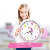 1 x RAW Customer Returns Isabel Iven Designer wall clock for children with unicorn - Silent colorful children s wall clock, diameter 30 cm, easy to hang, wall clock for boys and girls, learning clock for children by designer - RRP €24.95