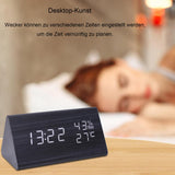 1 x RAW Customer Returns HZDHCLH Radio Alarm Clock LED Display Digital Alarm Clock Snooze Function, Three Alarm Clocks, Date Temperature, Adjustable Brightness with Charger Yellow  - RRP €25.2