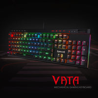 1 x RAW Customer Returns Redragon K580 VATA RGB LED Blue Switches Mechanical Gaming Keyboard, US Layout with Backlight 104 Keys Anti-Ghosting with Macro Keys and Dedicated Media Controls - RRP €64.99