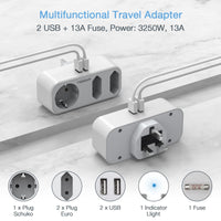 1 x RAW Customer Returns TESSAN travel adapter for England, adapter England Germany plug with 2 USB, travel plug type G travel adapter UK, 3-way socket adapter England, UK adapter to EU, adapter UK Euro plug - RRP €11.89