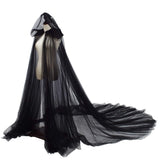 1 x RAW Customer Returns GRACEART Women s Tulle Cloak Wedding Coat with Hood Long Jacket Bridal Wraps Cape Black  - RRP €34.99