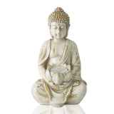 1 x RAW Customer Returns Yeomoo Meditation Buddha Figure Tealight Holder Candle Holder Decorative Living Room - Buddha Figures with Lotus Zen Room Decoration Garden Decoration for Outdoors with LED Tealight Personalized Gifts White 20CM - RRP €27.99