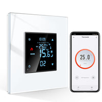 1 x RAW Customer Returns CNBINGO Smart Thermostat Flush-Mounted with Crystal Glass Panel WLAN Digital Room Thermostat Compatible with Alexa Echo, Google Assistant, 16Amp, White - RRP €39.08