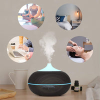 1 x RAW Customer Returns WD CD Aroma Diffuser Humidifier 300ml Dark Brown, Ultrasonic Nebulizer Fragrance Lamp Oil Diffuser with 7 Colors LED Waterless Automatic Shutoff for Bedroom, Office, Yoga, Spa - RRP €23.98