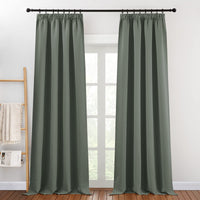 1 x RAW Customer Returns PONY DANCE Opaque curtains with ruffle tape, set of 2, H 260 x W 140 cm, thermal curtain, cold protection, winter curtains, opaque ruffle tape, extra long curtains and curtains for the living room, grey-green - RRP €48.35