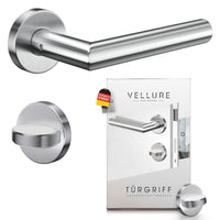 1 x RAW Customer Returns Vellure door handle set made of stainless steel including drilling template assembly instructions door handles for interior doors set - door fittings - door handles for interior doors - handle set for room doors WC   - RRP €25.1