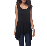 1 x RAW Customer Returns Dreamskull Women s T-Shirts Tops Blouses Tops Tunic Long Shirt Long Basic Backless Sleeveless Asymmetrical Cotton Summer Everyday Casual Loose Casual Stretch S-3XL XL, Black  - RRP €18.14