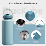 1 x RAW Customer Returns Blackube Stainless Steel Drinking Bottle with Straw 1000ml Thermos Flask - BPA Free, Leakproof, Large Metal Drinking Bottle for Sports, School, Fitness, Outdoor, Camping Sky Blue - RRP €29.23