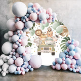 1 x RAW Customer Returns SDOTPMT Diameter 2m Safari Jungle Animal Baby Shower Turn Backdrop Cute Wild Animals Palm Tree Leaves Baby Newborn Circle Backdrop Zoo Safari Kids 1st Birthday Party Circle Backdrop - RRP €36.99