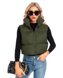 1 x Brand New MAVIS LAVEN Women s Winter Stand Collar Crop Vest Lightweight Sleeveless Warm Zipper Outerwear Coat Puffer Vests Padded Waistcoat 2-Army Green,Large  - RRP €20.26