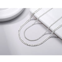 1 x RAW Customer Returns SILBERTALE 925 Sterling Silver Curb Chain Real Silver Chain for Men Women 2 3 4mm Wide Thin Super Flat Without Pendant Necklace - RRP €32.16