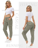 1 x RAW Customer Returns JINSHI Pants Women Cargo Pants Long Capri Casual Pants Outdoor Jogging Pants High Waist with Drawstring Gray Khaki M - RRP €38.3