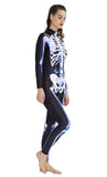 1 x RAW Customer Returns AIDEAONE Halloween Costume Women s Skeleton Unitard Jumpsuit Bone Skeleton Thin Catsuit Black S - RRP €25.54