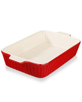 1 x RAW Customer Returns MALACASA, Bake.Bake series, large casserole dish 37.5 cm with 3 liters for 4-6 people, ceramic casserole dishes for lasagne, tiramisu, casseroles more, square - red - RRP €35.99