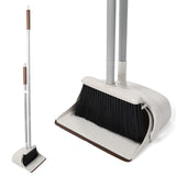 1 x RAW Customer Returns Jekayla broom and dustpan set with long handle, dustpan and hand brush, brown and white - RRP €26.98