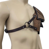 1 x RAW Customer Returns HiiFeuer Viking Faux Leather Single Shoulder Guard, Retro Medieval Knight Shoulder Protector for LARP Cosplay Brown  - RRP €81.58