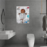 1 x Brand New MKHFUW Funny Bathroom Wall Art, Funny Animals Reading Newspapers in the Toilet Canvas Poster for Toilet Bathroom Animals Artwork, Frameless Lion, 60 x 80 cm  - RRP €20.4