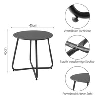 1 x RAW Customer Returns Fokebel side table, small metal side table, round garden side table, coffee table coffee table with adjustable table legs black, 45x45H cm  - RRP €31.98