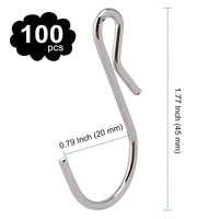 1 x RAW Customer Returns PINGEUI 100pcs Small S Hooks Hanging Anti-Drop Stainless Steel S-Shaped Hook Metal Hook for Hanging Clothes Pots Pans - RRP €21.6