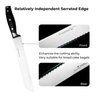 1 x RAW Customer Returns linoroso bread knife with serrated edge 8 inch sharp knife German stainless steel knife with high carbon content and ergonomic handle for kitchen and restaurant - RRP €34.95