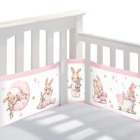 1 x RAW Customer Returns Bizcasa Crib Protector for Baby, Chichoneras Foldable Crib 4 Sides, Adjustable, Removable with Velcro Closure, Breathable Baby Crib-340cm x 30cm 160cm x 30cm Rabbit  - RRP €19.4