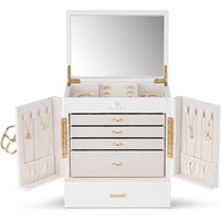 1 x RAW Customer Returns Vlando Jewelry Storage Large, Jewelry Box Jewelry Organizers Large XXL, Jewelry Box with Mirror for Earrings, Necklaces, Watches - RRP €69.99