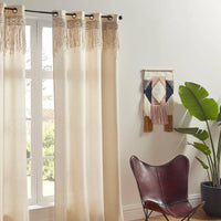 1 x RAW Customer Returns Atmosphera - Curtain Rituality made of macrame - 140 260 cm - Beige - RRP €31.04