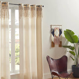 1 x RAW Customer Returns Atmosphera - Curtain Rituality made of macrame - 140 260 cm - Beige - RRP €31.04