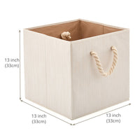 2 x RAW Customer Returns EZOWARE Set of 2 Cotton Foldable Cube Storage Boxes, Folding Box Organizer Storage Basket without Lid with Strong Handles for Wardrobe, Children s Room 33 x 33 x 33 cm Beige  - RRP €50.4